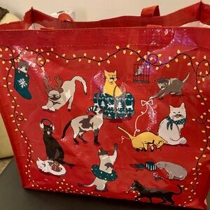 Vera Bradley Large Festive Red Cat Tote Bag, NWT